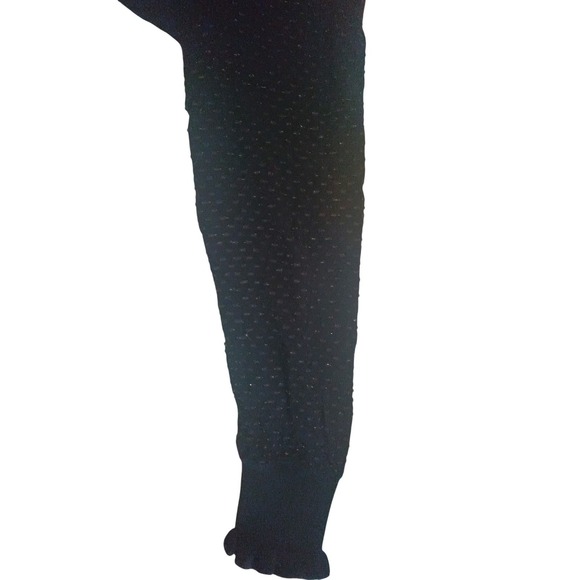Loft Womens Black Turtleneck Sweater Gold Metallic Dot Sparkle Sleeve Small - Picture 2 of 3